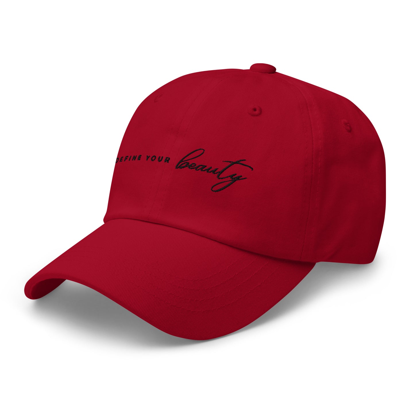 Define Your Beauty Cursive Black Text Dad Hat