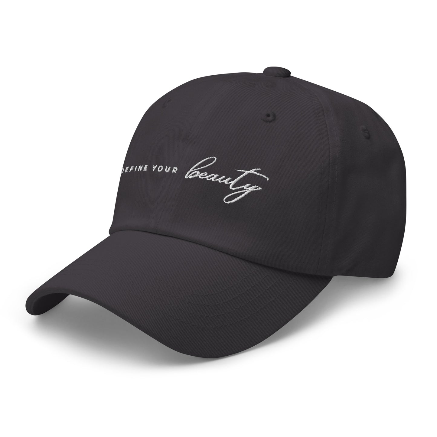 Define Your Beauty White Cursive Text Dad Hat