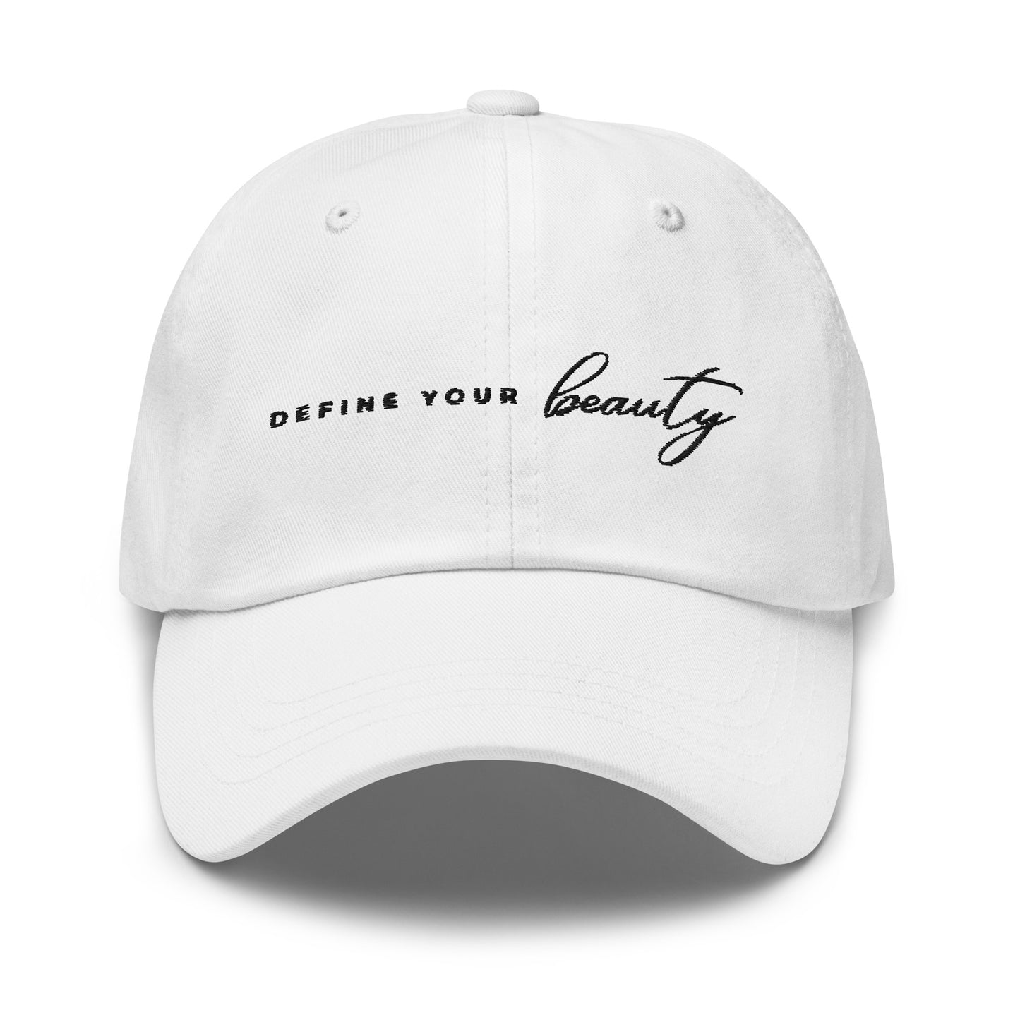 Define Your Beauty Cursive Black Text Dad Hat