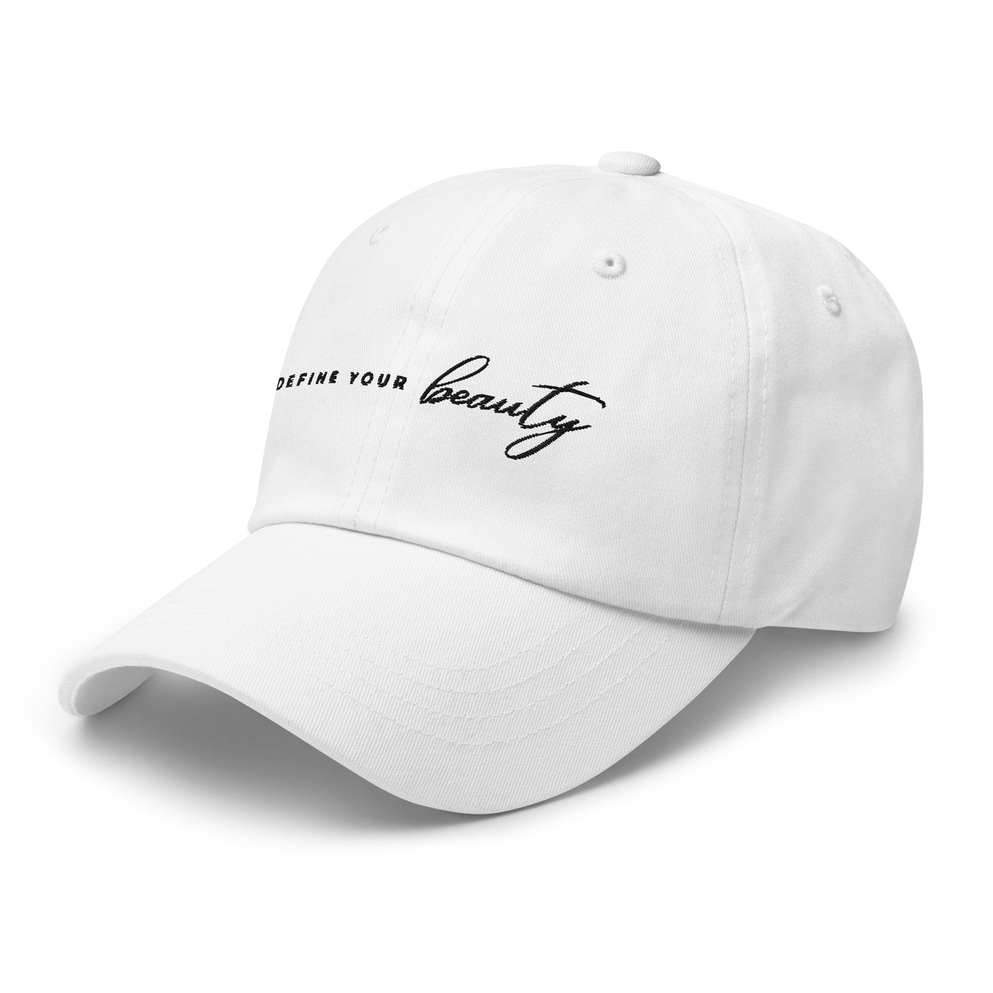 Define Your Beauty Cursive Black Text Dad Hat