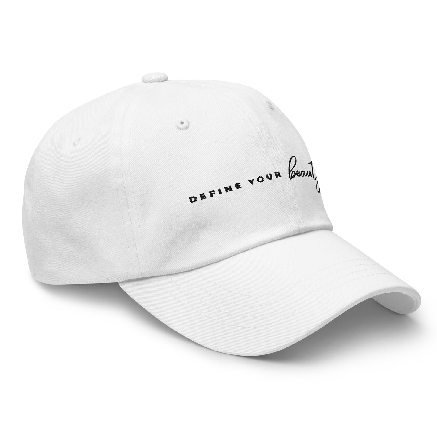 Define Your Beauty Cursive Black Text Dad Hat