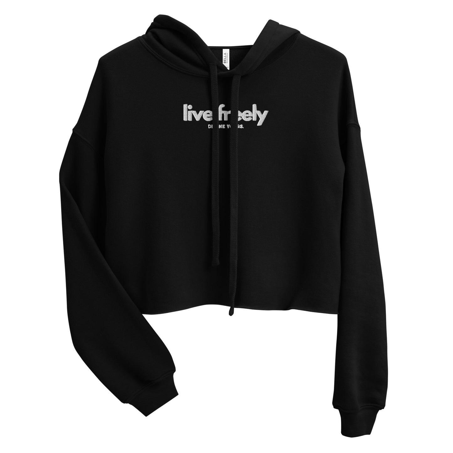 Live Freely Embroidered Crop Hoodie