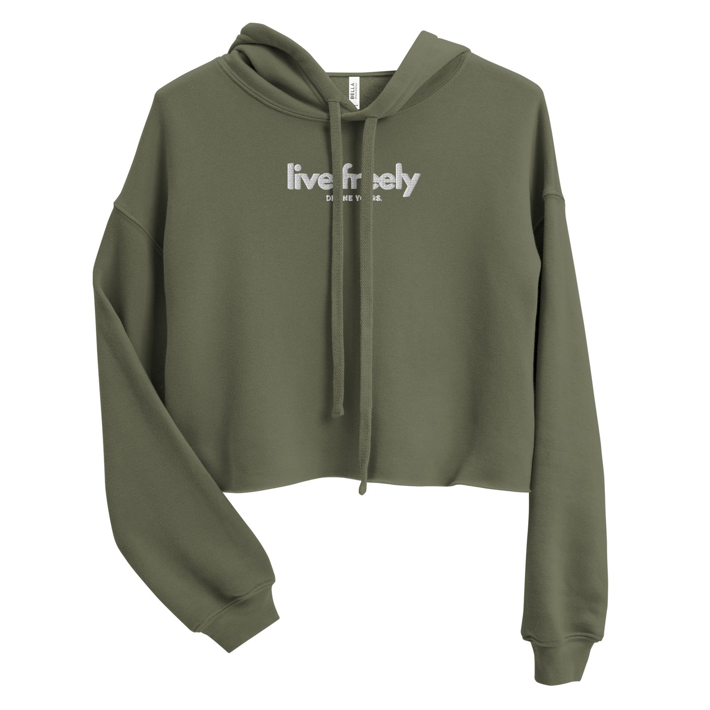 Live Freely Embroidered Crop Hoodie