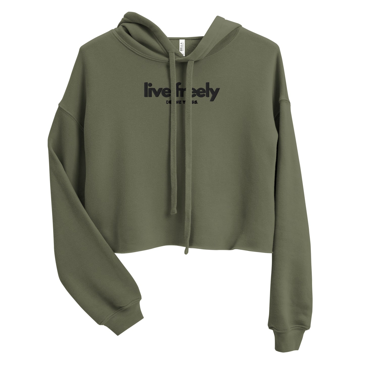 Live Freely Embroidered Crop Hoodie