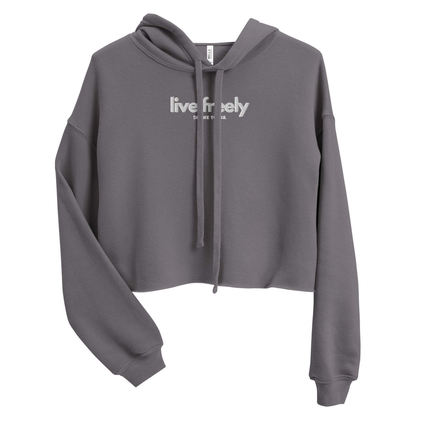 Live Freely Embroidered Crop Hoodie