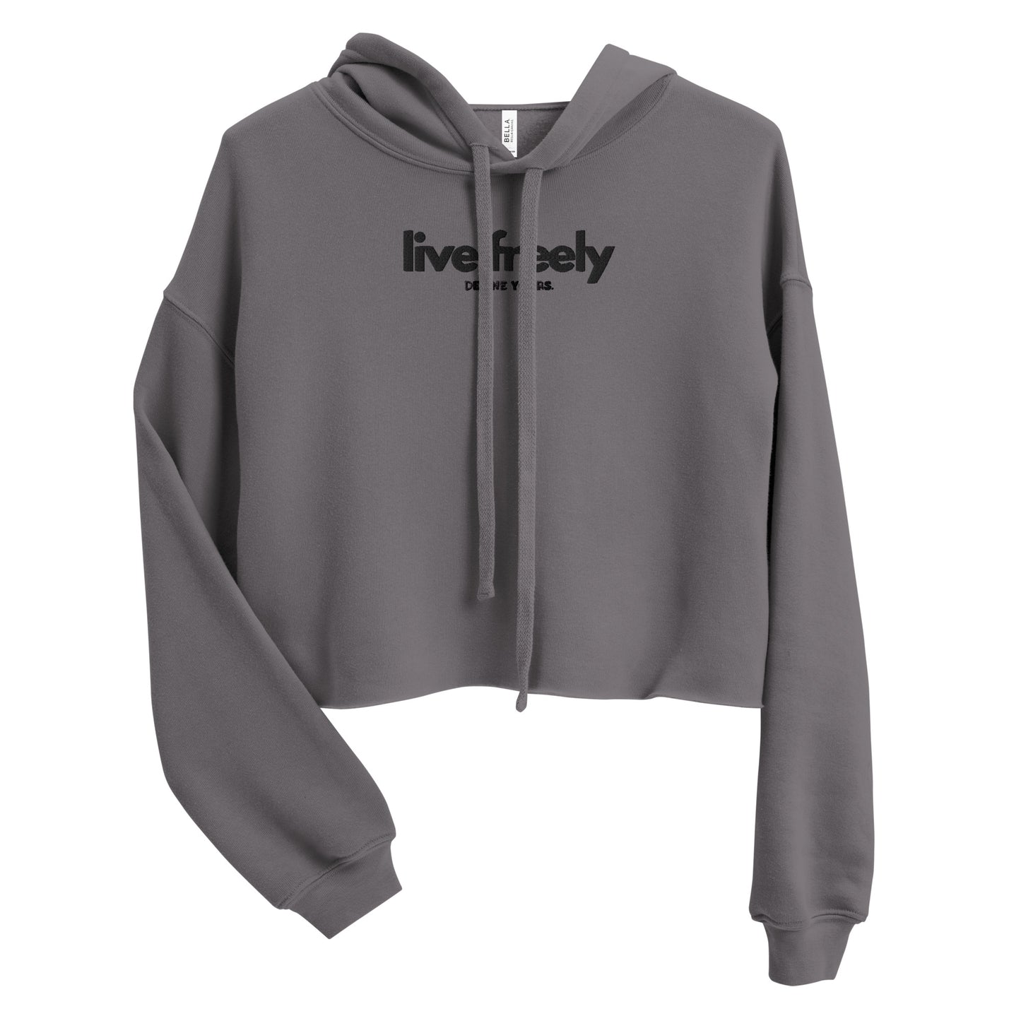 Live Freely Embroidered Crop Hoodie