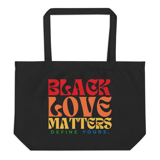 Pride Black Love Matters Text Large Tote Bag