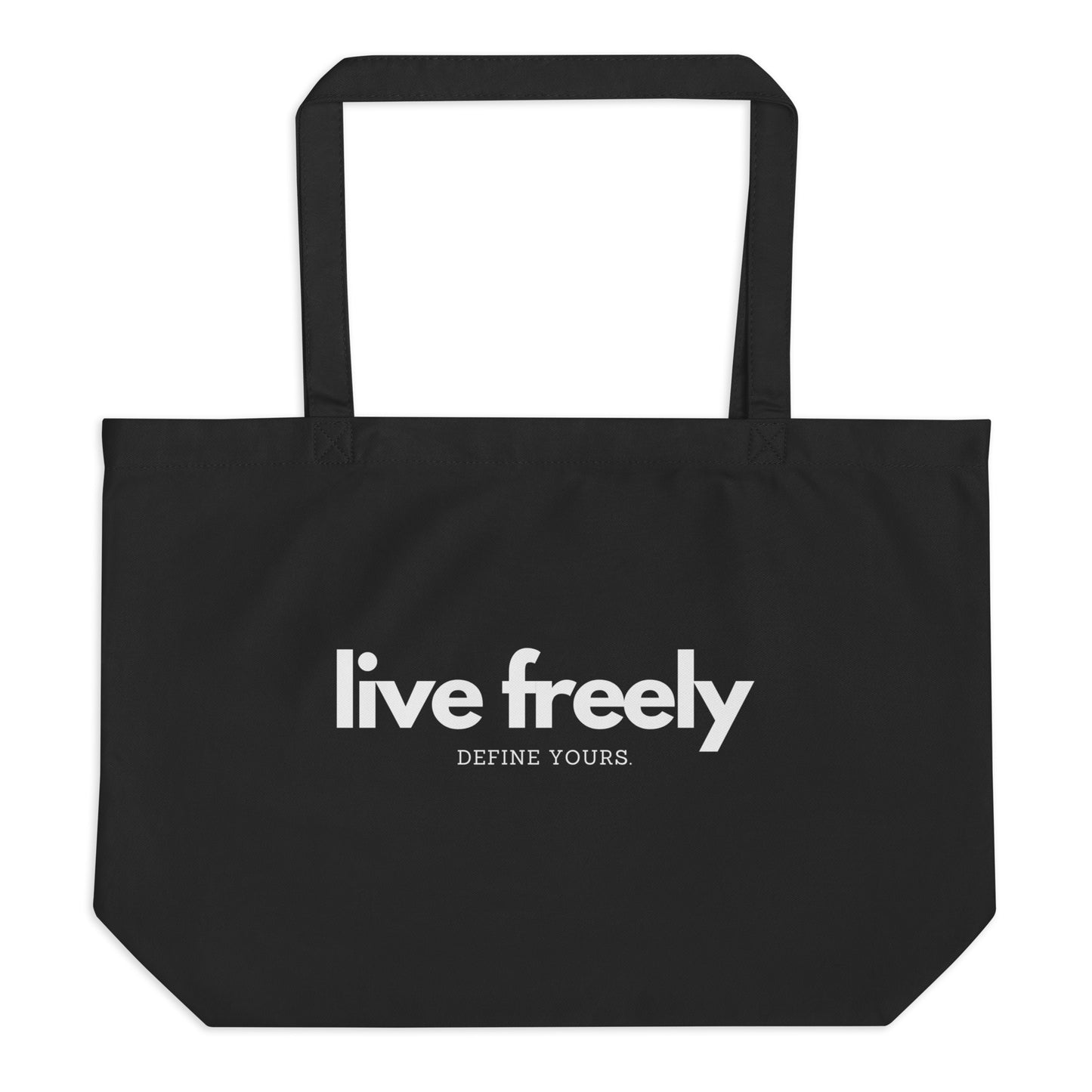 Live Freely Large Black Tote Bag