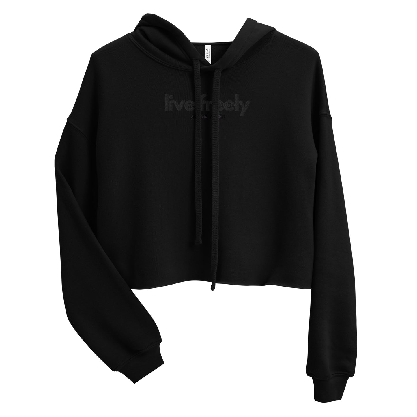 Live Freely Embroidered Crop Hoodie