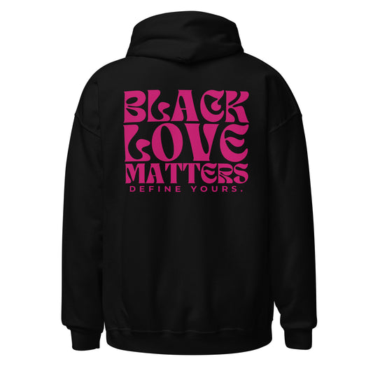 Black Love Matters Pink Text Unisex Hoodie