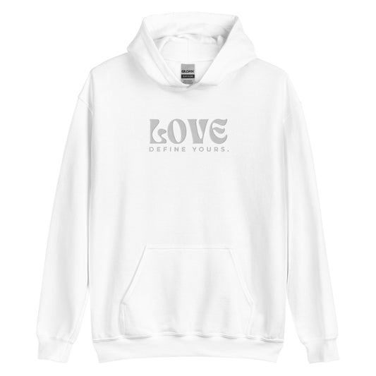 Love White Embroidered Unisex Hoodie